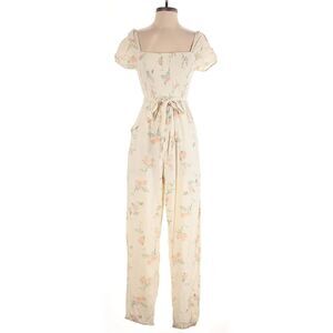 American Eagle Smocked Bodice Springtime Floral Romantic Girly Jumpsuit Size M